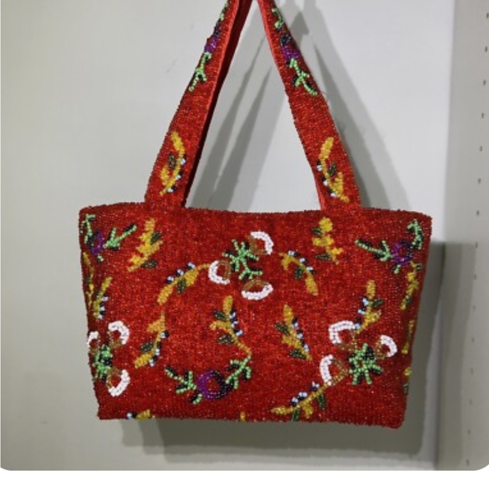 Vibrant Red Beaded Evening Bag Christian